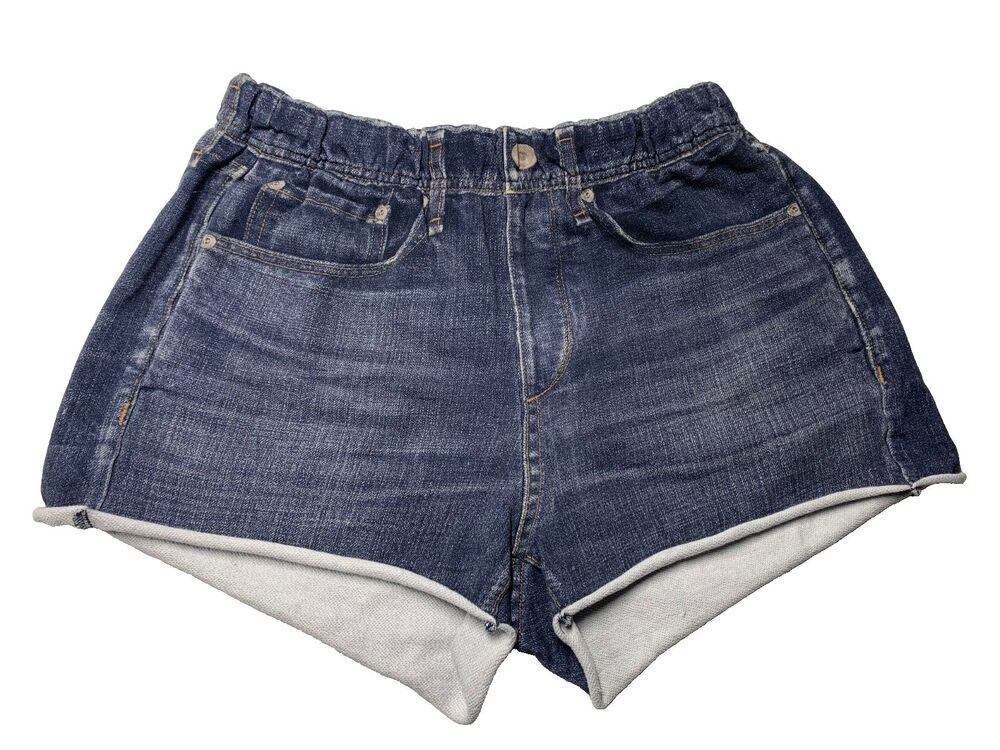 Rag & Bone Miramar Printed Cotton Terry Knit Shorts Small S Denim Illusion - Picture 2 of 9